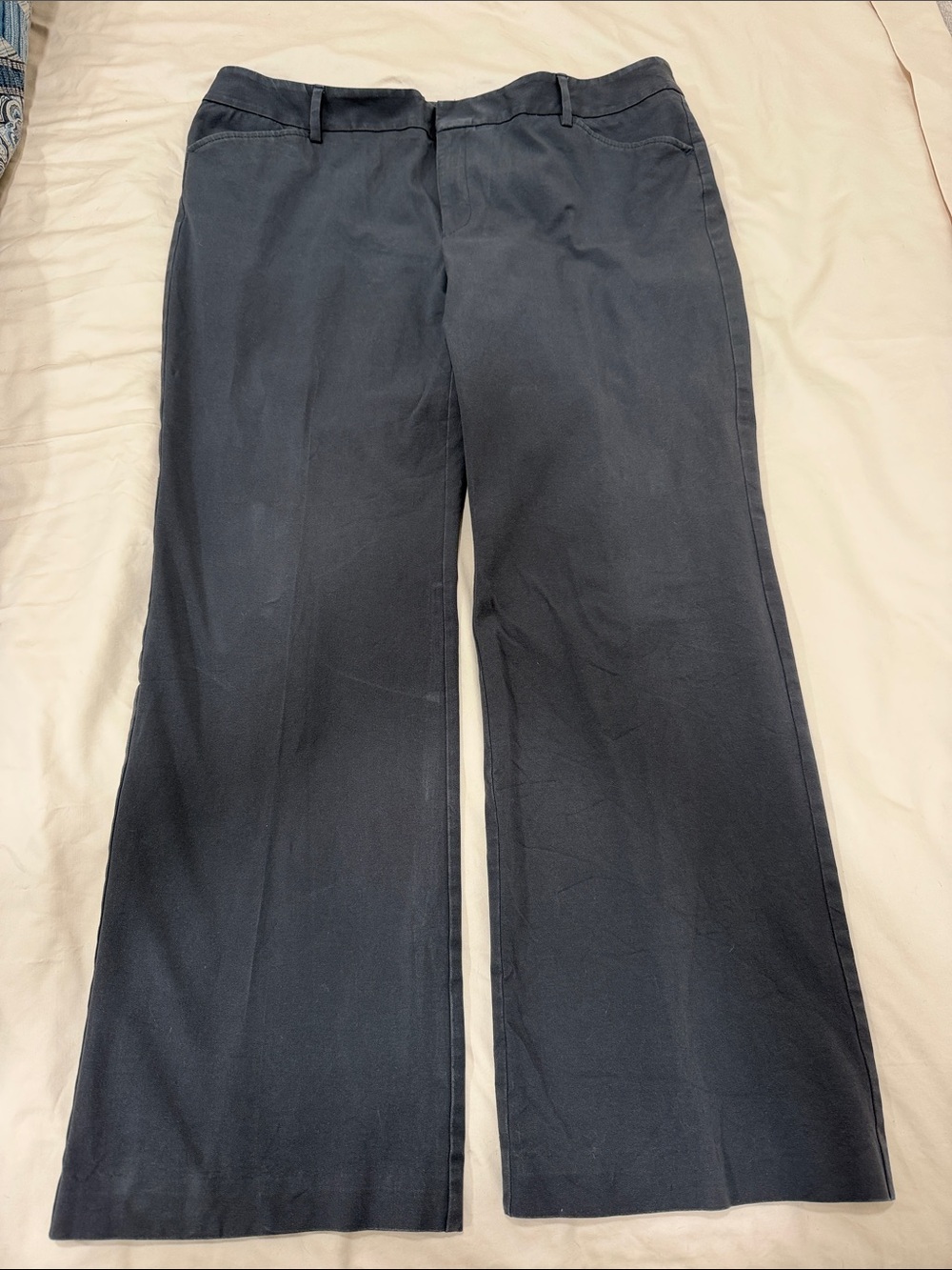 Eddie Bauer Grey Wide Straight-Leg Women's Trousers Size 20 Cotton/Spandex